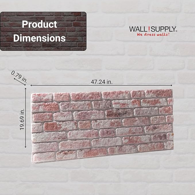 Wall!Supply - 3D Wall Panels - Red and White Ultralight Weathered Brick Wall Covering - Lightweight Foam Wallpaper Alternative - Easy DIY Installation - 4-Pack - Image 4