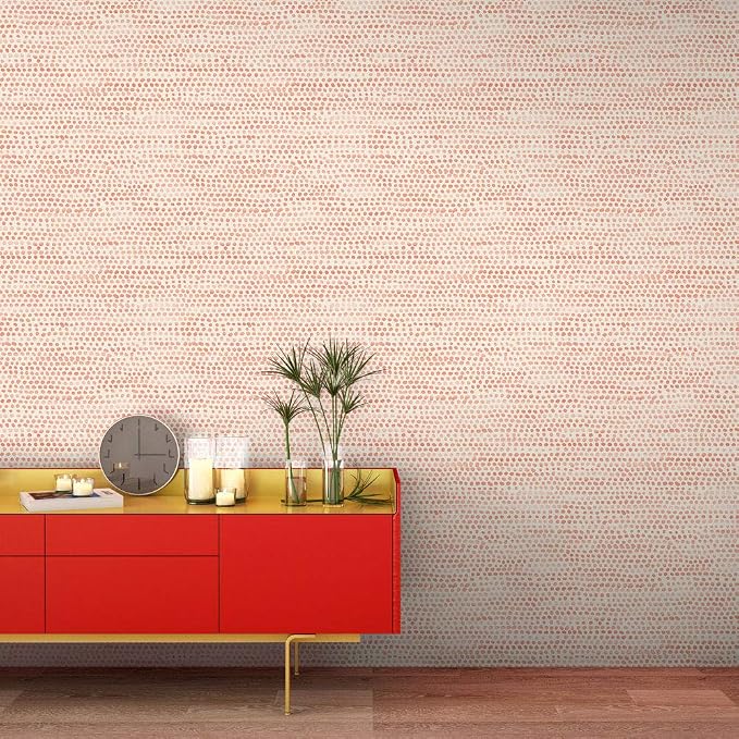 Tempaper Coral Moire Dots Removable Peel and Stick Wallpaper, 20.5 in X 9 ft, Made in the USA - Image 3