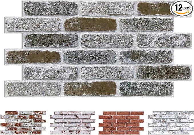 COMSTICKC 3D Peel and Stick Faux Brick Wall Panels for Quick DIY Wall Decor | 12 Pcs 22.8" x 11.8", Not Real Brick, Ultra-Light PVC 3D Fake Brick Wallpaper Decorative Tiles , Cover 22.48 sq ft by COMSTICKCDECOR