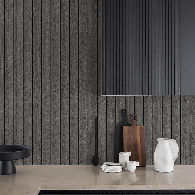 3D Wood Slat Panel for Walls Peel and Stick PVC Slat Wall Paneling | Peel and Stick Wood Panels Self Adhesive Flexible Wooden Slat Wallpaper for Bedroom Living Room Wall Decor Ceiling 23 x 110in - Image 4