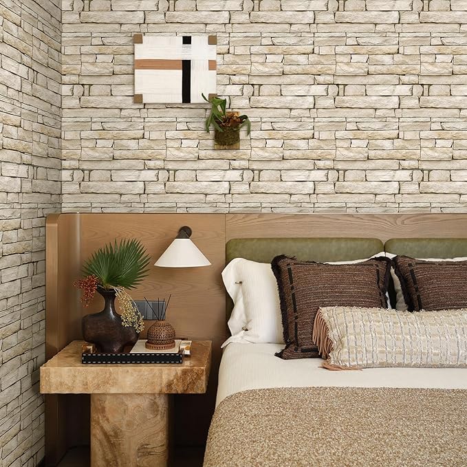 3D Faux Stone Wall Panels Peel and Stick, Designed for Quick DIY | Beige, 10 Pcs 11.8" x 11.8", Stone-Look, Ultra-Light PVC Fake Stone Wall Covering Tiles for Wall Renovation, Cover 9.7 sq ft - Image 2