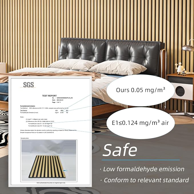 Art3d 2 Pack 94.5 x 24 inch Wood Slat Acoustic Panels for Wall & Ceiling - 31 sq.ft 3D Fluted Sound Absorbing Panel with Wood Finish, Oak - Image 4