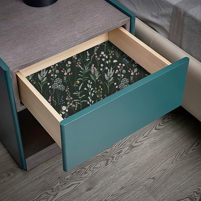 JiffDiff Dark Green Botanical Floral Peel and Stick Wallpaper, 17.3" x 118" | Waterproof Removable Self Adhesive Wallpaper, Dark Farm Wildflower Stick on Wallpaper for Home Bedroom Contact Paper,14.4 sq. - Image 8