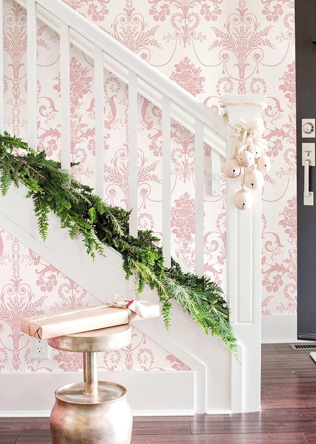 Damask Floral Peel and Stick Wallpaper Boho Pink and White Contact Paper | 17.3" X 118" Pink Damascus Decorative Wallpaper DIY Removable Self Adhesive Wallpaper for Bedroom Cabinets Covering Vinyl - Image 8
