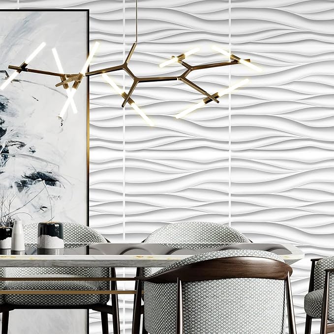 STICKGOO Wave 3D Wall Panels, White, 19.7" x 19.7", 12 Pack | PVC Accent Wall Panels for Interior Wall Decor, Living Room, Bedroom, Cover 32.4 Sq.Ft - Image 5