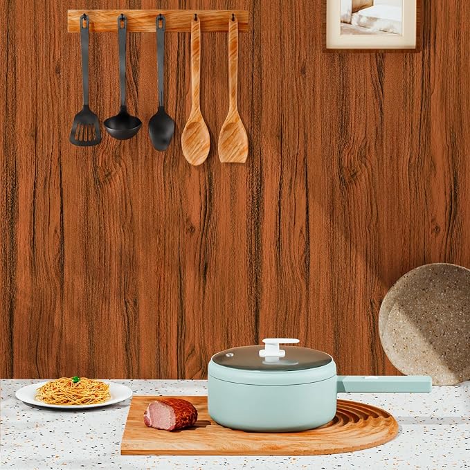Wood Grain Contact Paper 17.3"x120" Cherry Wood Look Peel and Stick Wallpaper Vintage Removable Self Adhesive Vinyl Faux Wood Wallpaper for Cabinets Countertops Covering - Image 4