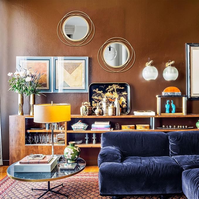 3 Set Round Mirrors for Wall Decor Living Room Bedroom Bathroom Dining Room Metal Circle Mirror Set Boho Decorative Sunburst Wall Art Accent Entryway - Gold 11 in - Image 3