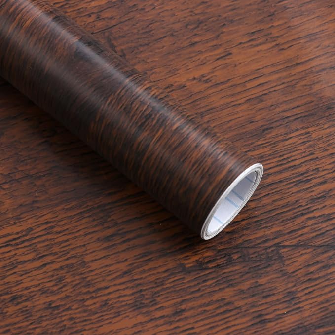 Dimoon 78.7"x17.7"Peel and Stick Wood Wallpaper Red Brown Wood Paper Red Dark Brown Wood Contact Wallpaper Waterproof Wood Plank Removable Rustic Self Adhesive Vintage Desk Table Cabinet Vinyl Roll by DIYYOURMOON