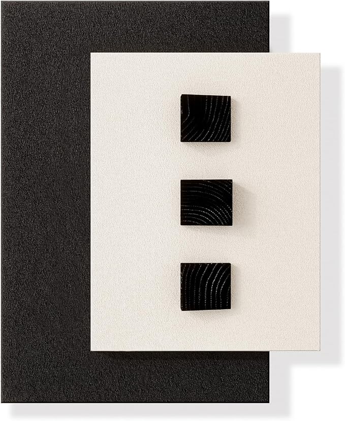 Cuspin Modern Black and White 3D Wall Art for Living Room, 28x36 In | Minimalist wood wall art, Sandstone-like textured artworks for walls, Bedroom dining room hallway office wall decor - Image 8