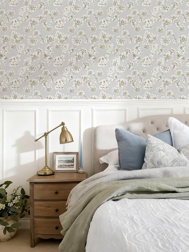 Floral Peel and Stick Wallpaper Farmhouse Pear Blossom Vintage Wallpaper for Bedroom Cabinets and Kitchen Countertop Thicken 17.3"x196.9" - Image 7