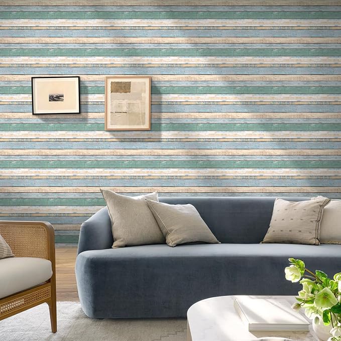 COMSTICKC 3D Peel and Stick Faux Wood Wall Sticker, 10 Pcs 11.8" x 11.8" | Vintage Green, Not Real Wood, Lightweight Thin PVC Decorative Wall Panels Designed for Interior Wall Makeover,Cover 9.7 sq ft - Image 6