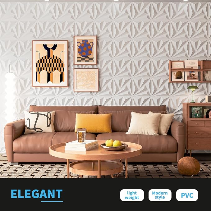 Art3d 100 Pack Decorative 3D Wall Panels, 97 Sq.feet PVC Interior Wall Décor, 11.8"x11.8", White - Image 6