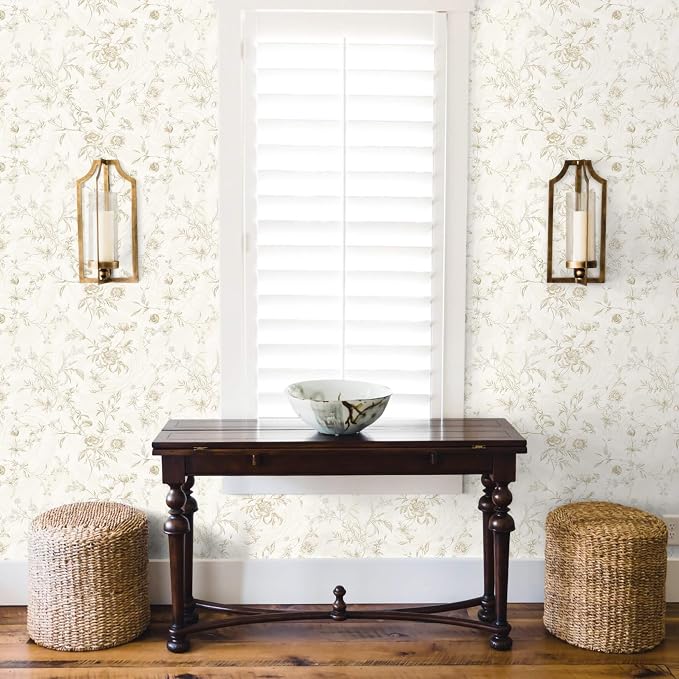 Ismoon Floral Peel and Stick Wallpaper Vintage Beige Stick on Wall Paper French Textured Contact Paper for Cabinet Removable Self Adhesive Wallpaper Vinyl Roll Shelf Decro, 17.3inx787in - Image 6