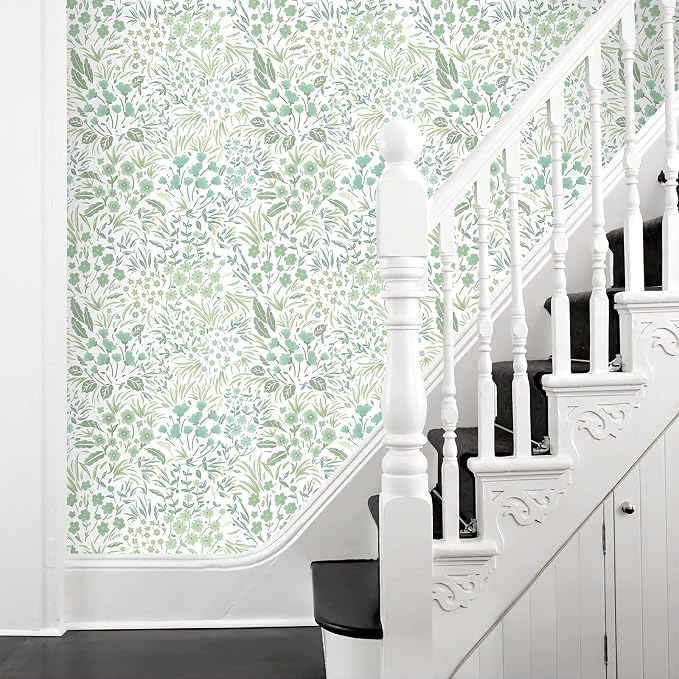 SOON AFTER Green Boho Neutral Floral Peel and Stick Wallpaper, 17.3" x 118" Removable & Waterproof Vinyl Wallpaper, Flower Self-Adhesive Contact Paper for Nursery Bedroom Cabinets - Image 9