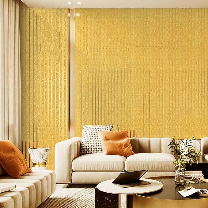 23.62" x 110.24"Peel and Stick Wallpaper Self Adhesive Stripe Wall Covering | 2mm Thick 3D Modern Glossy Stripe Textured Vinyl Wall Panels Waterproof Renter Friendly Soundproof Wall Paper Roll for Walls - Image 5