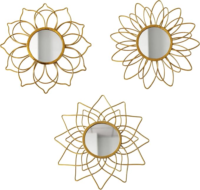 Champagne Gold Round Mirrors for Wall, Decorative Mirrors for Wall Decor by Manortang