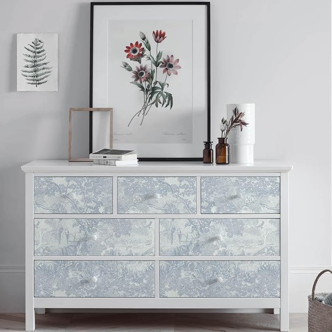 Ismoon Vintage Wallpaper Peel and Stick Blue Neutral Wallpaper 17.3in x16.4ft Forest Animals Contact Paper for Bedroom Thicken Waterproof Self-Adhesive Wall Paper Removable Renter Friendly Vinyl - Image 9