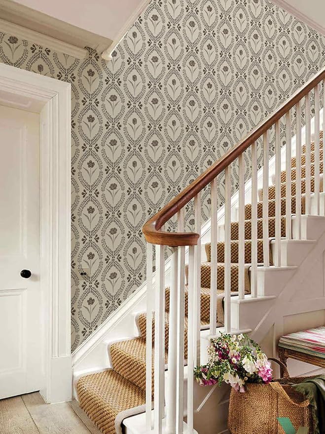 Orainege Vintage Wallpaper Peel and Stick Brown Floral Wallpaper | 16.9in x196.8in Vinyl Removable Self Adhesive Botanical Wallpapers for Bedroom Living Room Décor - Image 5