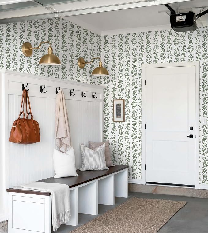Heroad 17.3''x393'' Green Wallpaper Vintage Peel and Stick Wallpaper Leaf Contact Paper Cottage Core Wall Paper Self Adhesive Removable Wallpaper for Bathroom Bedroom Kitchen Watercolor Decor Vinyl - Image 7
