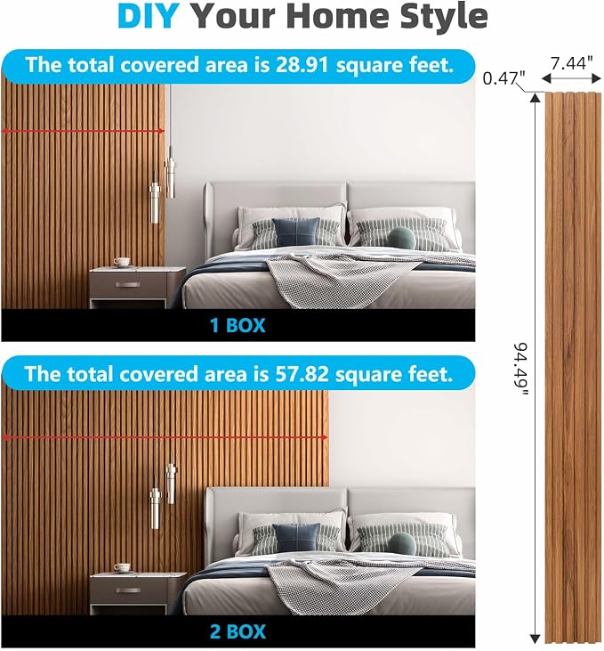 Art3d Wood Slat Wall Panels, Fluted MDF, 6-Pack, 94.6 x 7.4 in,Teak | 3D Textured Panels for Accent Walls, Ideal for Living rooms, Bedrooms, Offices, Entryways and Studios - Image 6