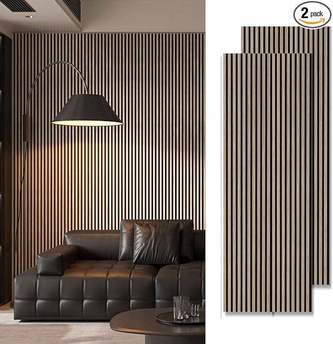 Art3d 2-Pack 94.5" x 24" Acoustic Wood Panels for Wall, 31 sq.ft Soundproof Wood Slat Panels, 3D Fluted Sound Absorbing Paneling for Interior Wall Decor, Living Room, Bedroom - Peach by Art3d