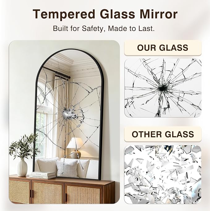 Arched Bathroom Vanity Mirror for Over Sink, 55”x30”, Black - Image 5