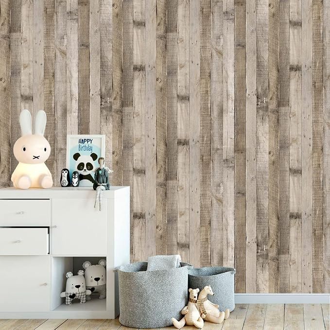 Yun-aeon Natural Wood-Grey Contact Paper Peel and Stick Wallpaper | 34.6"x 480"Self Adhesive Removable Vintage Faux Wood Wall Paper Plank Shelf Home Decoration Kitchen Counter Cover - Image 6