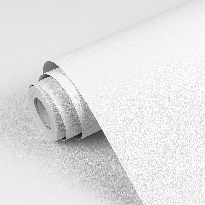 White Contact Paper Solid White Peel and Stick Wallpaper 17.3"x80" Matte Self Adhesive Waterproof Vinyl Roll for Bathroom Kitchen Backsplash Cabinets Shelf Liners Drawers by Qianglive