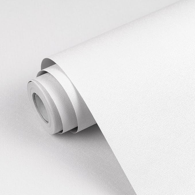 White Contact Paper Solid White Peel and Stick Wallpaper 17.3"x1200" Matte Self Adhesive Waterproof Vinyl Roll for Bathroom Kitchen Backsplash Cabinets Shelf Liners Drawers by Qianglive