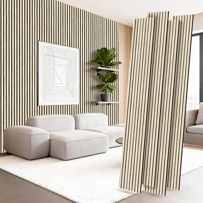 RITOLLO 4 Pack Wood Panels for Wall, 90.55"×12.6" Wood Slat Acoustic Panels for Wall, Soundproof Panels, 3D Fluted Panels for Interior Wall Decor (Natural Oak) by Ritollo