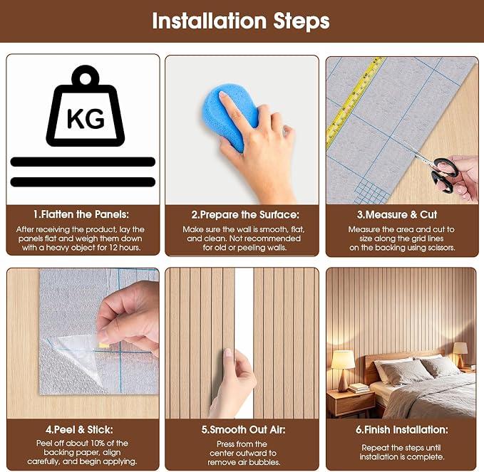3D Peel and Stick Wall Panels PVC Grille Slat 118"x15.8" Self-Adhesive Wall Sticker Soundproof Paneling for Walls and Ceiling in Faux Oak Wood Grain Texture - Image 5