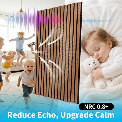 Art3d 47 x 23.6 Inch Acoustic Wood Slat Design Wall Panels, 4-Pack, Walnut | Lightweight, Noise Reduction, Crack Resistant, Sustainable, Easy Installation, for Office, Living Room, Bedroom Wall Decor - Image 6