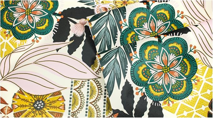 HAOKHOME Tropical Wallpaper Peel and Stick Wallpaper Boho 17.3in x 32.8ft | Floral Botanical Leaf Textured Removable Waterproof Renter Friendly Wall Paper Cream Pink Green Bathroom Bedroom ContactPaper - Image 9