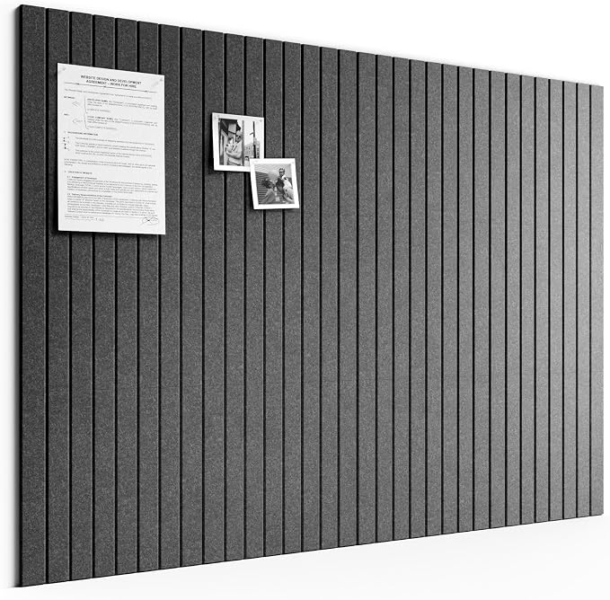 Bumusty 48"x 36" Large Felt Bulletin Board Tiles, Charcoal Gray | 12-Pack Cork Board Alternative, Wall Decor, 30 Pushpins, 60 Adhesive Tabs, Vision Board, Office, Classroom, Home, Dorm by BUMUSTY