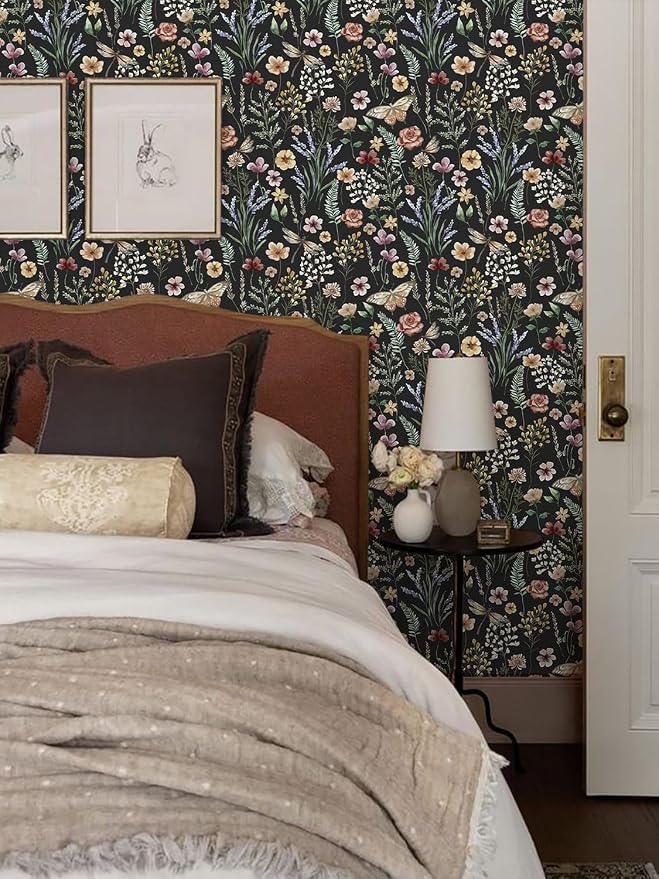 Orainege Vintage Floral Wallpaper Peel and Stick Wallpaper Boho Removable | 16.9in x 196.8in Floral Contact Paper Self Adhesive Wall Paper for Bedroom Cabinets Decor - Image 3