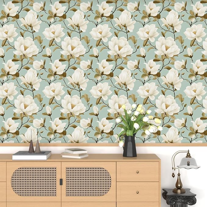 Laatse Vintage Blue Floral Bird Wallpaper Peel and Stick 17.5" × 118" | Self Adhesive/Removable/Waterproof/Thick Vinyl Contact Paper for Bathroom Bedroom Shelf Cabinet Drawer,Prepasted,Easy Peel - Image 7