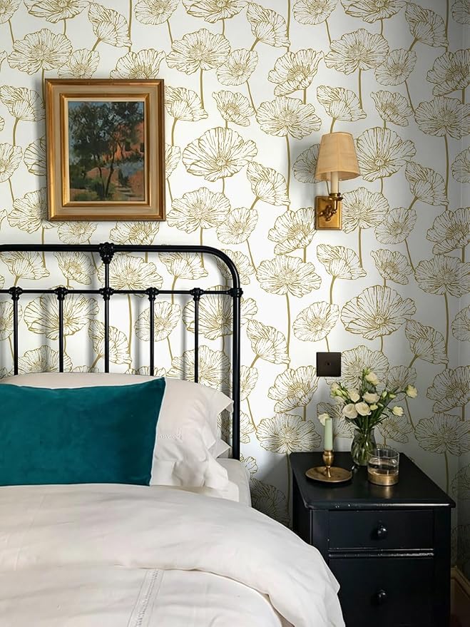 Orainege Peel and Stick Wallpaper Gold and Beige Wallpaper 17.3inx118.1in | Boho Self Adhesive Contact Paper Removable Decorative Wallpapers for Bedroom Bathroom Cabinets Decor Vinyl - Image 4