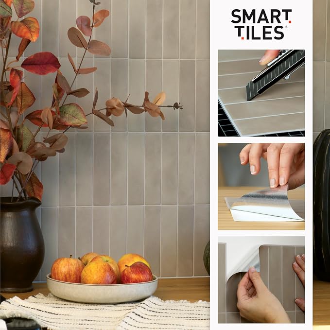 Smart Tiles Peel and Stick backsplash, Stacked Olive Green, 11.43"x9" | Pack of 5 (3.5 sq ft), Matte, Heat/Moisture Resistant, Low VOC, Kitchen/Bathroom, Renter Friendly, Made in Canada - Image 10