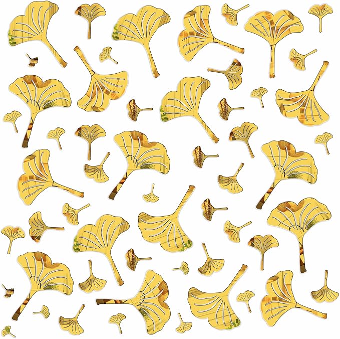 Golden Wall Leaves Decals Peel and Stick Modern Golden Acrylic Mirror Decal | Wall stickers, removable vinyl art murals, nordic plant decor, for living room bedroom bathroom kitchen farmhouse home decor - Image 4