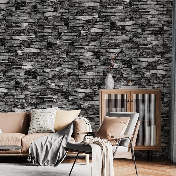 Peel and Stick 3D Foam Stone Wall Panels, Self Adhesive Wallpaper | 10Pcs Soft Flexible Kitchen Backsplash Peel and Stick (13.7 * 15.1in) Waterproof DIY Install Decorative Wall Panels - Image 2