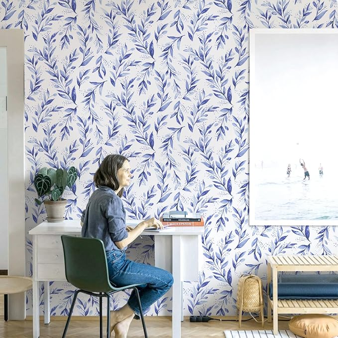 Livebor Leaf Peel and Stick Wallpaper Olive Leaf Contact Paper 17.7inch x 196.8inch Floral Leaves Wallpaper Peel and Stick Modern Farmhouse Wall Paper for Bedroom Neutral Self Adhesive Decorative - Image 6