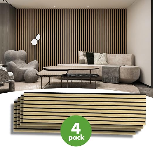 Art3d 4-Pack 12" x 93" Soundproof Wood Slat Panels, 31 sq.ft Acoustic Wall Panels, 3D Wall Panels with Wood Slat Design, Decorative Wood Wall Panel for Accent Walls-Oak - Image 2