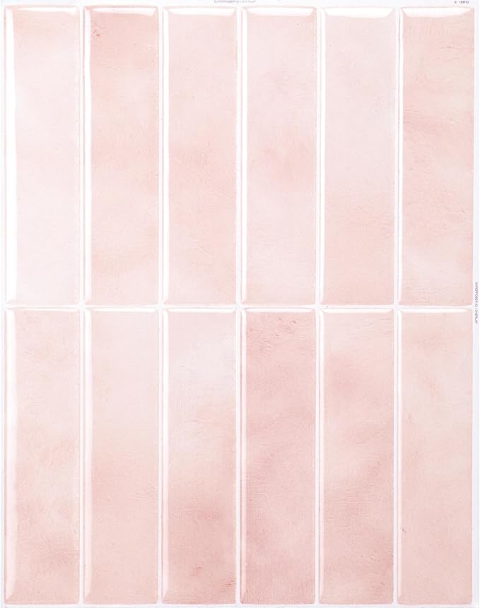 Smart Tiles Peel and Stick backsplash, Stacked Powder Pink, 11.43"x9" | Pack of 5 (3.5 sq ft), Glossy, Heat/Moisture Resistant, Low VOC, Kitchen/Bathroom, Renter Friendly, Made in Canada by SmartTiles-OriginalPeelandStickBacksplashTiles