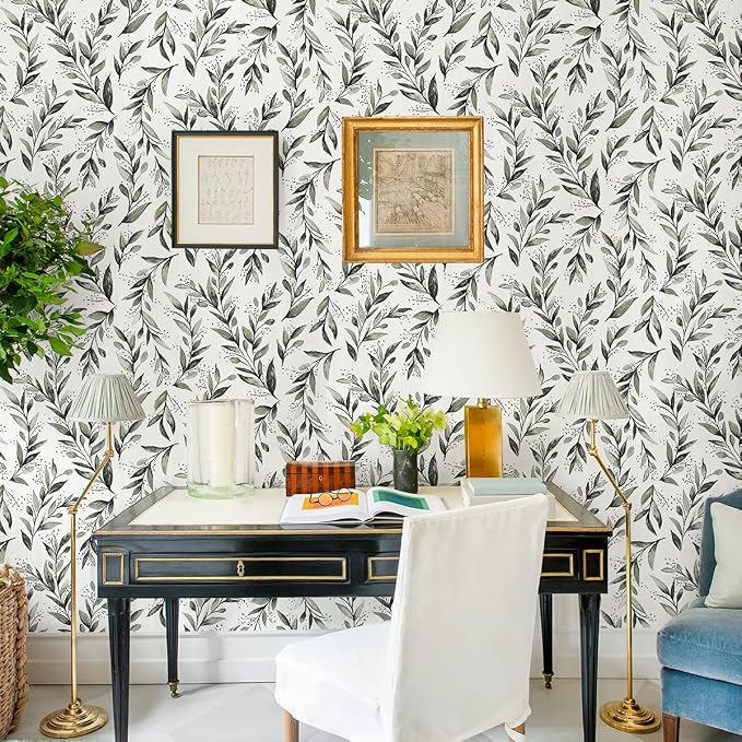 Livebor Green Leaf Peel and Stick Wallpaper Olive Leaf Contact Paper 17.7inch x 393.7inch Sage Green Wallpaper Peel and Stick Eucalyptus Farmhouse Wall Paper Neutral Self Adhesive Decorative Vinyl | Olive Leaf Peel and Stick Wallpaper Eucalyptus Farmho... - Image 6