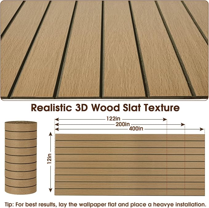 3D Peel and Stick Wall Panels PVC Grille Slat 118"x15.8" Self-Adhesive Wall Sticker Soundproof Paneling for Walls and Ceiling in Faux White Wood Grain Texture - Image 3
