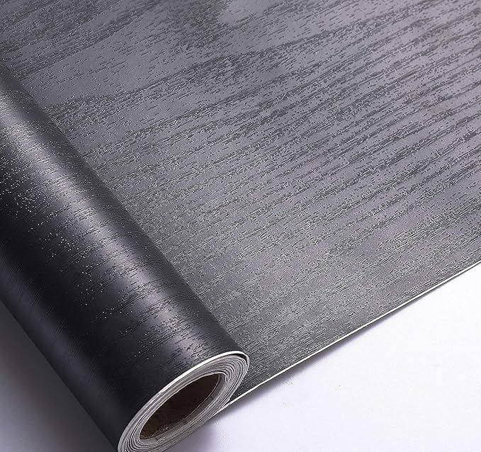 Arthome Peel and Stick Wallpaper - Black Wood Contact - Black Wallpaper - Self-Adhesive & Removable Wall Paper for Countertop Furniture Kitchen, Countertop Contact Paper, Easy to Clean, (17"x393") by ArthomeWALLDECOR
