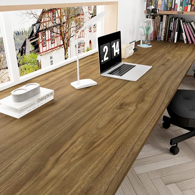 WESTICK 24" x 394" Peel and Stick Countertops Brown Wood Grain Contact Paper for Cabinets Rustic Wood Peel and Stick Wallpaper Removable Waterproof Wood Contact Paper for Counter Table Kitchen Walls - Image 2