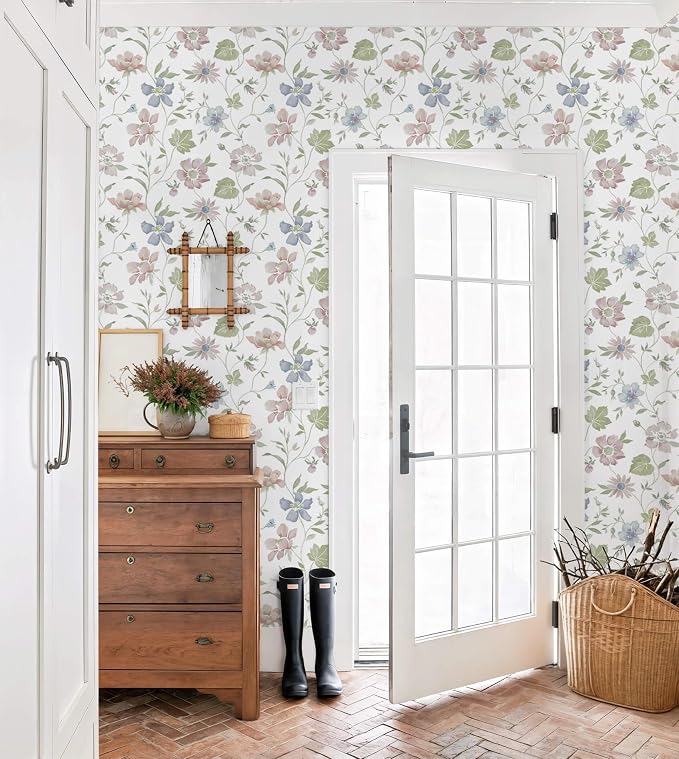 Heroad Floral Peel and Stick Wallpaper Vintage Cottage Contact Paper 17.3''x385'' Farmhouse Stick on Wall Paper Boho Removable Wallpaper for Bedroom Bathroom Cabinets Self-Adhesive Moody Decor Vinyl - Image 7