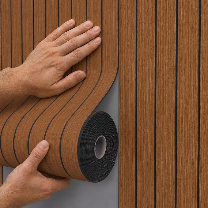 Peel and Stick Wood Slat Wall Panels, Teak, 118 x 15.7 in | 3D Fluted, PVC Paneling for Accent Wall, Ceiling, Living Room, Office, Bedroom - Image 2