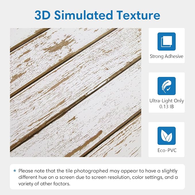 COMSTICKC 3D Faux Wood Wall Sticker Shiplap Peel and Stick, Not Real Wood | 10 Pcs 11.8" x 11.8",Lightweight Self-Adhesive Fake Wood Wall Panels Covering for Farmhouse DIY Wall Upgrades,Cover 9.7 sq ft - Image 4